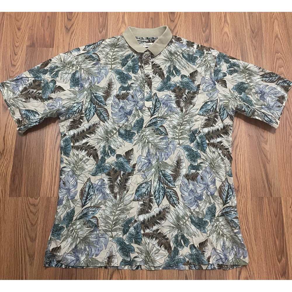 Tori Richard Hawaiian Shirt Mens Extra Large Leaf Floral Made In USA